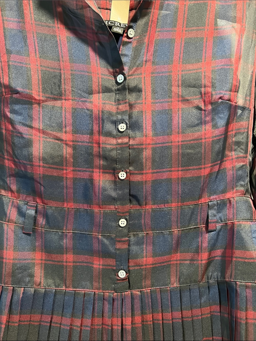 J. Crew Pleated shirt-dress in Stewart tartan print Size 12 NWT - Picture 8 of 12